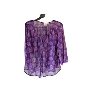 St John's Bay Size 2X Sheer Long Sleeve Boho Blouse